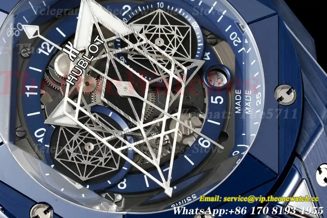 Big Bang Sang Bleu II 45mm Blue Ceramic Skeleton Dial BBF A1240