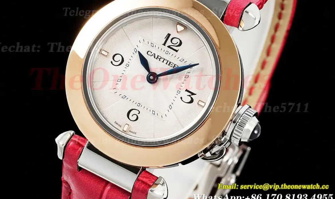 Pasha De Cartier Ladies 30mm Red RG SS LE White Dial AF Quartz