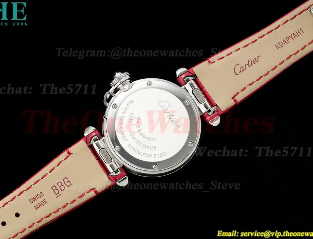 Pasha De Cartier Ladies 30mm Red RG SS LE White Dial AF Quartz