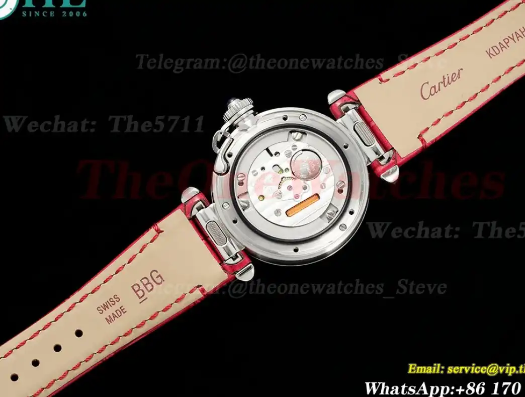 Pasha De Cartier Ladies 30mm Red RG SS LE White Dial AF Quartz