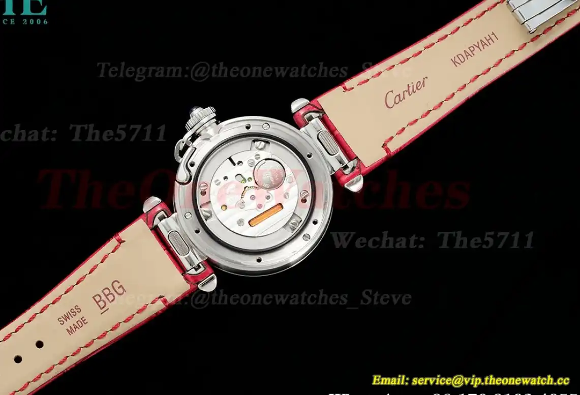 Pasha De Cartier Ladies 30mm Red SS LE White Dial AF Quartz