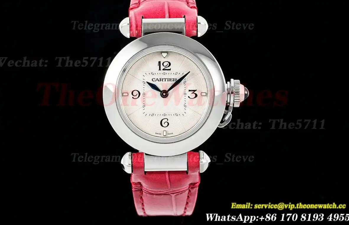 Pasha De Cartier Ladies 30mm Red SS LE White Dial AF Quartz