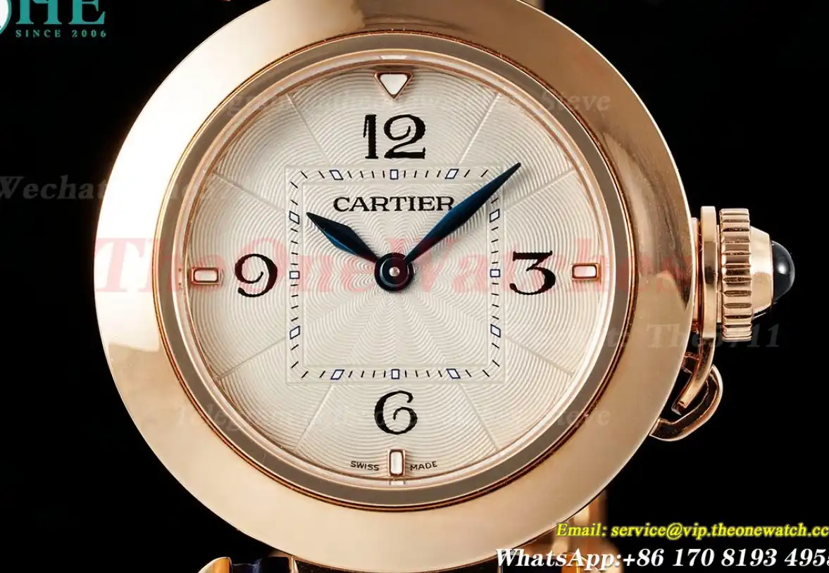 Pasha De Cartier Ladies 30mm Dark Blue RG LE White Dial AF Quartz