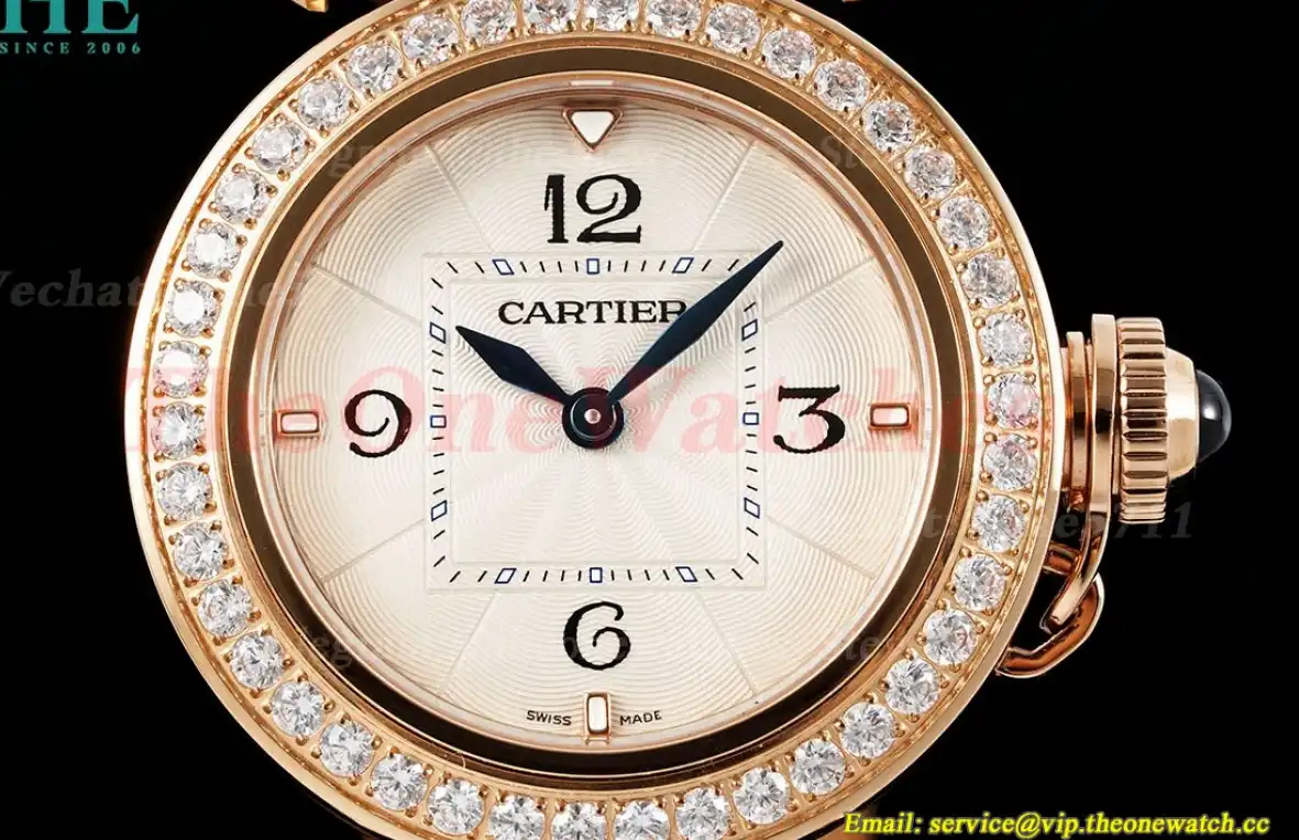 Pasha De Cartier Ladies 30mm Dia Blue RG LE White Dial AF Quartz