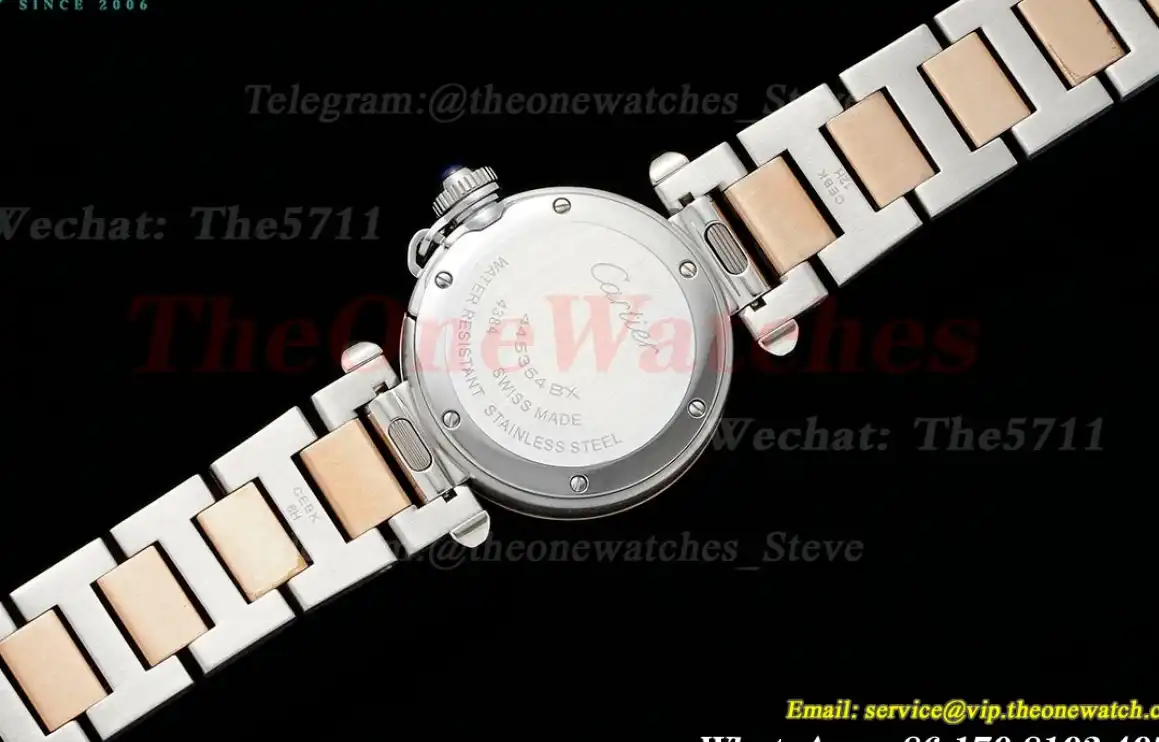 Pasha De Cartier Ladies 30mm RG SS White Dial AF Quartz