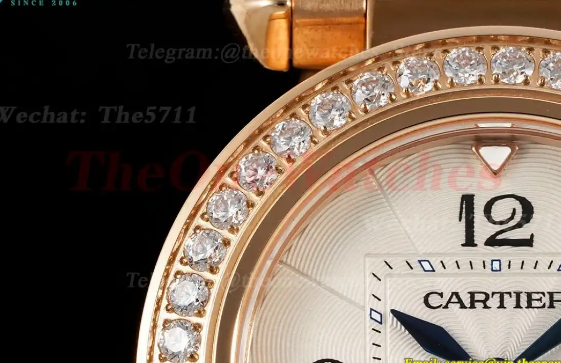 Pasha De Cartier Ladies 30mm Dia RG RG White Dial AF Quartz