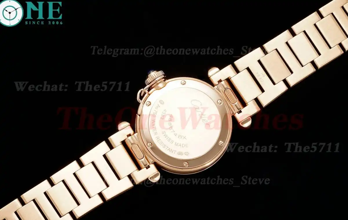 Pasha De Cartier Ladies 30mm Dia RG RG White Dial AF Quartz