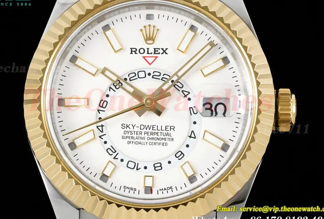 SkyDweller 326933 42mm Oyster SS YG White Stk FNF A9001