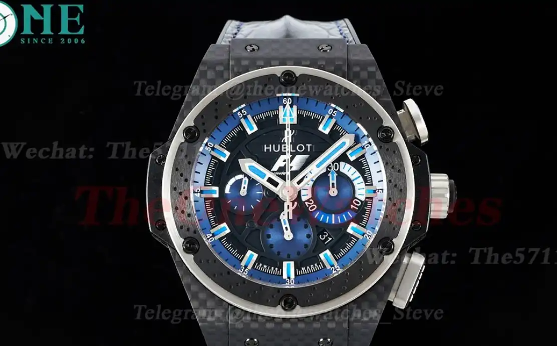 Big Bang Ferrari F1 48mm Carbon Fiber Limited Edition Black Blue  V6 HUB4100