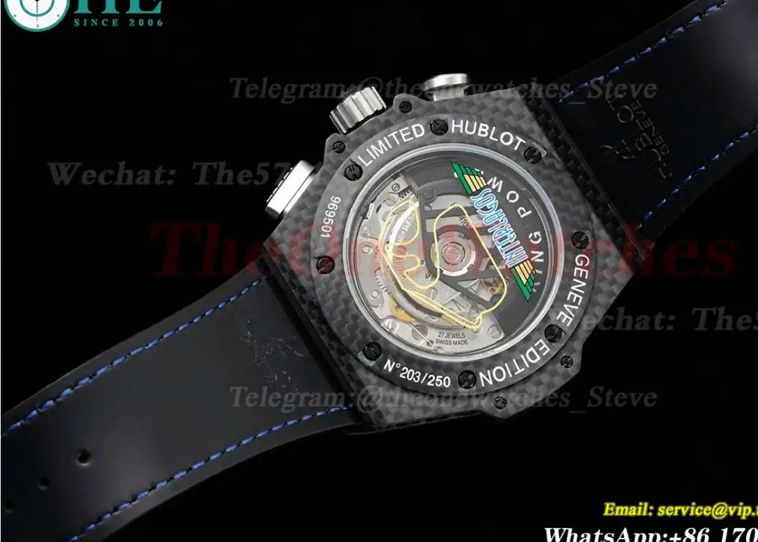 Big Bang Ferrari F1 48mm Carbon Fiber Limited Edition Black Blue  V6 HUB4100