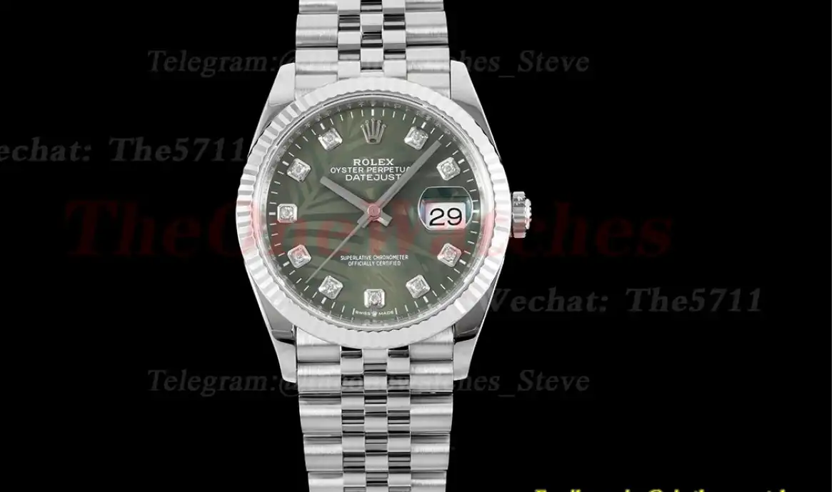 Datejust 126234 36mm Jub SS SS Palm Motif Green Dia VSF VS3235