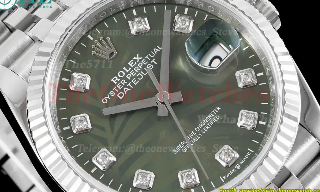 Datejust 126234 36mm Jub SS SS Palm Motif Green Dia VSF VS3235