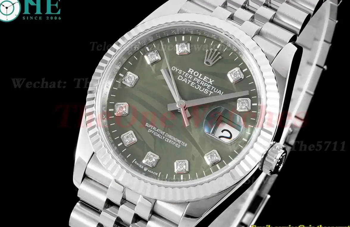 Datejust 126234 36mm Jub SS SS Palm Motif Green Dia VSF VS3235