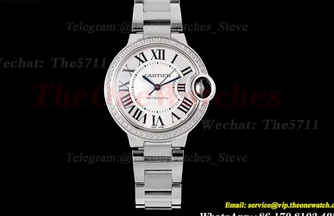 Ballon Bleu De Cartier 33mm Dia SS SS White Dial AF NH05