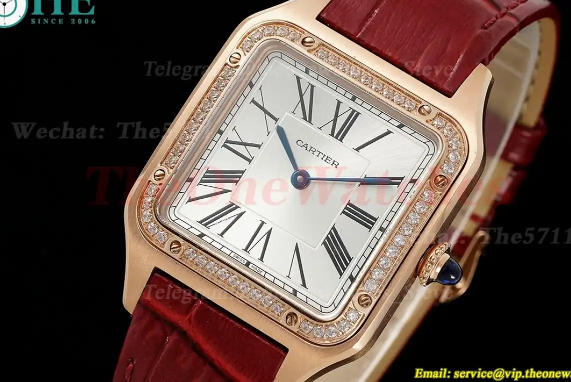 Santos Dumont Red Dia RG LE Silver Dial AF Quartz