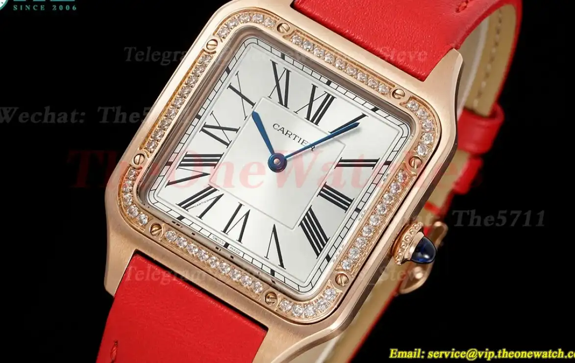 Santos Dumont O Red Dia RG LE Silver Dial AF Quartz