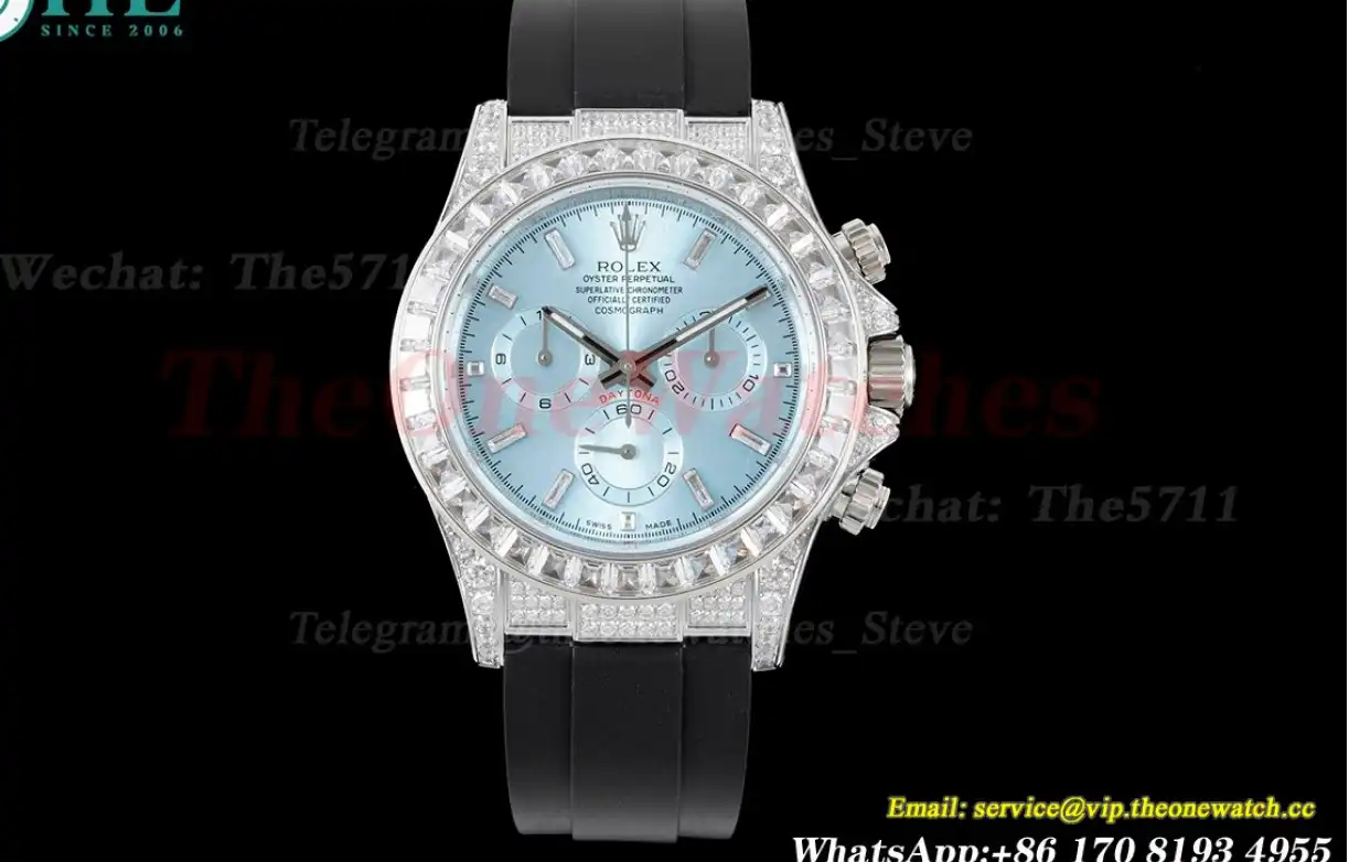 Daytona 40mm Full Diamonds Blue Dial JVSF A7750