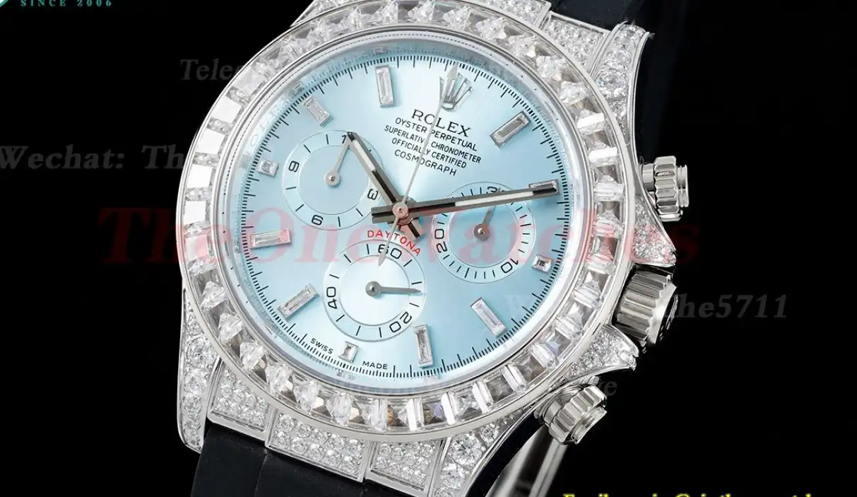 Daytona 40mm Full Diamonds Blue Dial JVSF A7750