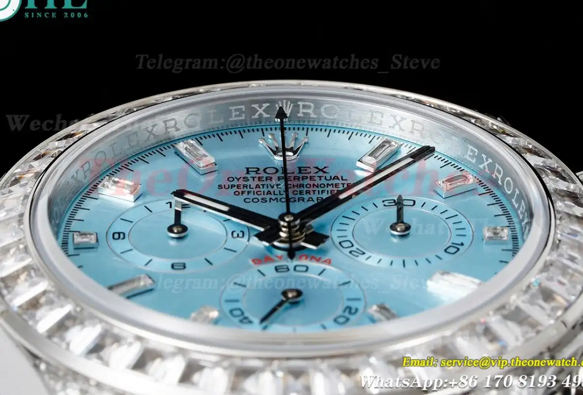 Daytona 40mm Full Diamonds Blue Dial JVSF A7750