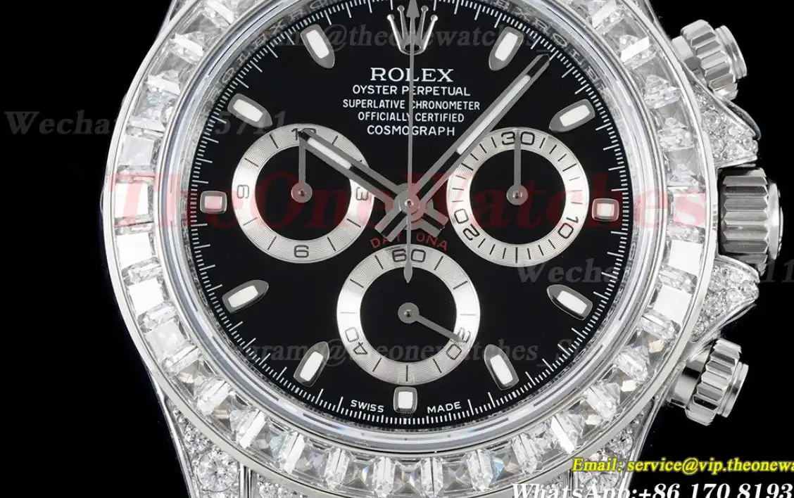 Daytona 40mm Full Diamonds Black Dial JVSF A7750