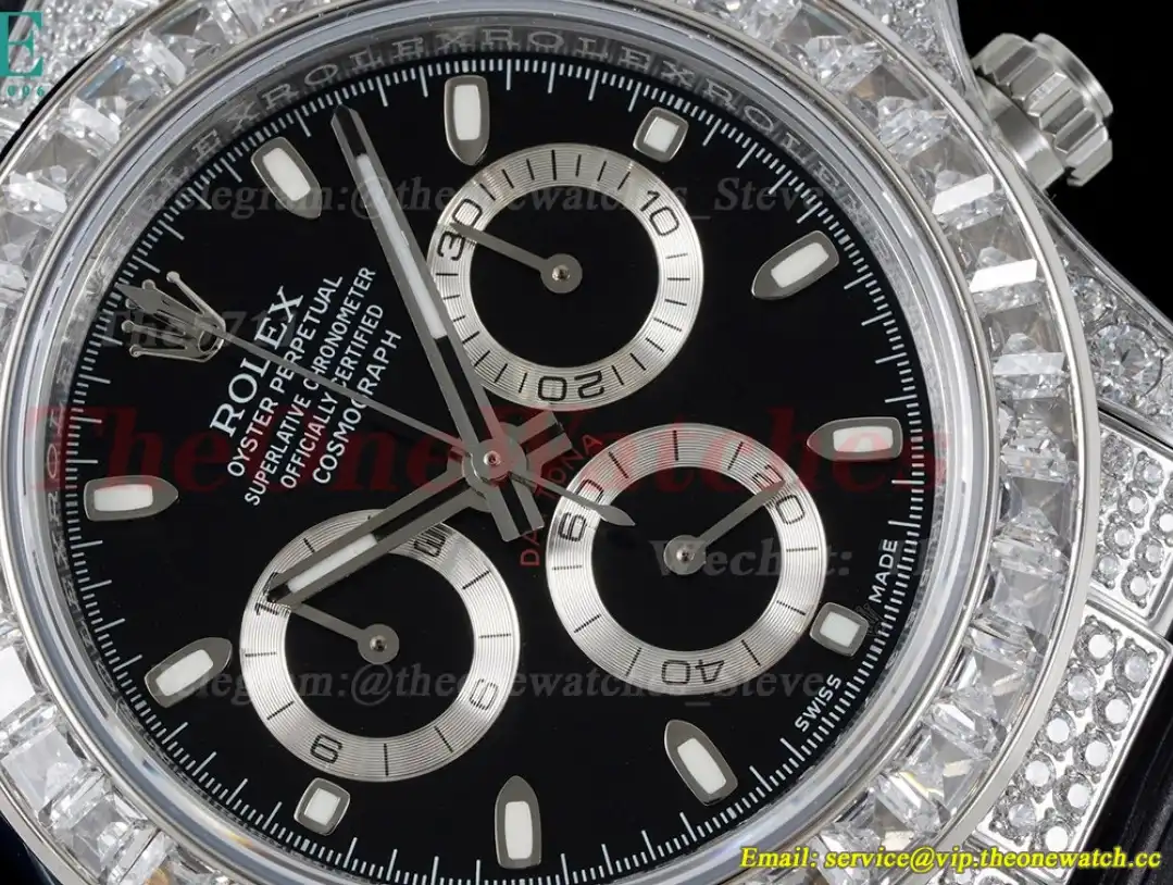 Daytona 40mm Full Diamonds Black Dial JVSF A7750