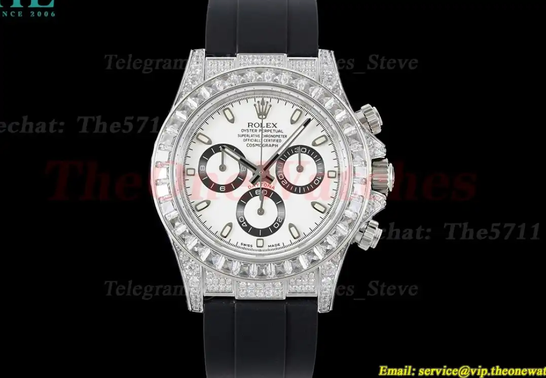 Daytona 40mm Full Diamonds White Dial JVSF A7750