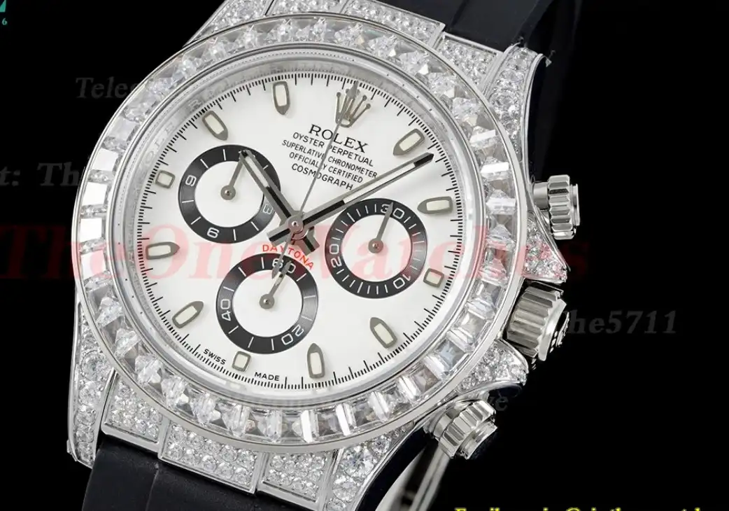 Daytona 40mm Full Diamonds White Dial JVSF A7750