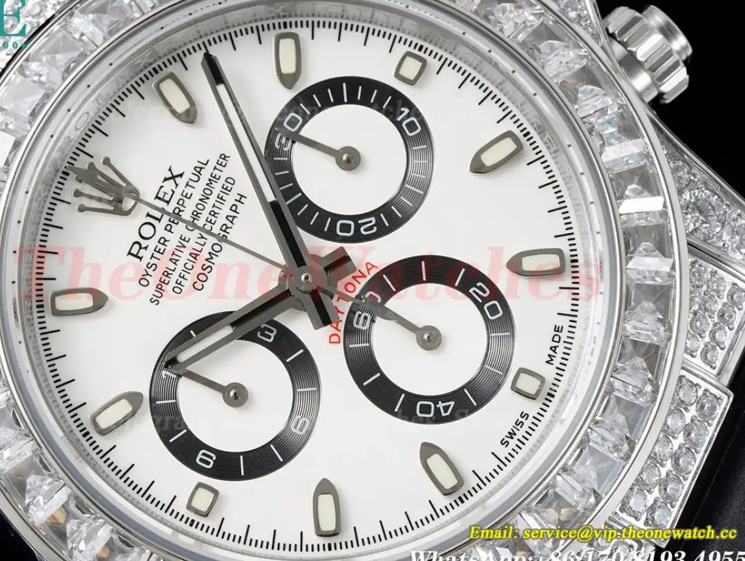 Daytona 40mm Full Diamonds White Dial JVSF A7750