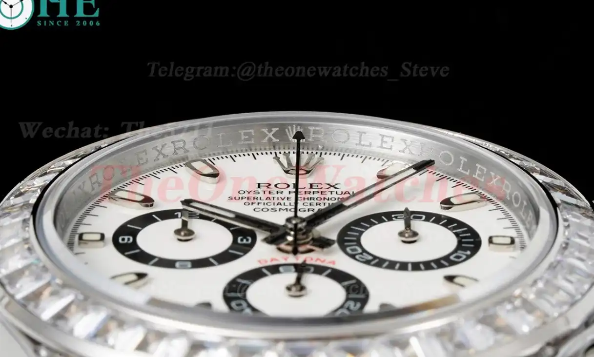 Daytona 40mm Full Diamonds White Dial JVSF A7750