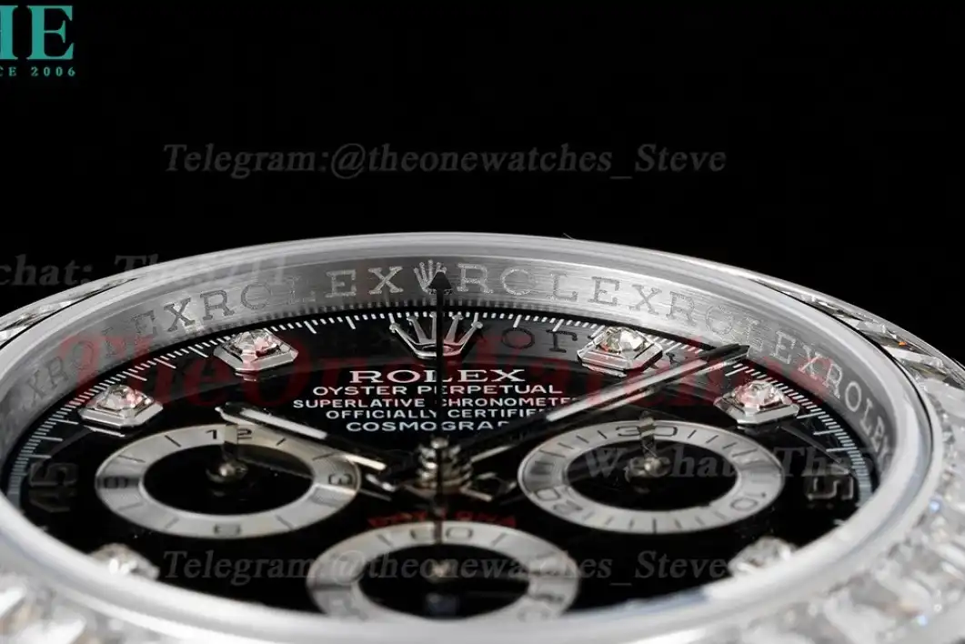 Daytona 40mm Full Diamonds Black Dial JVSF A7750