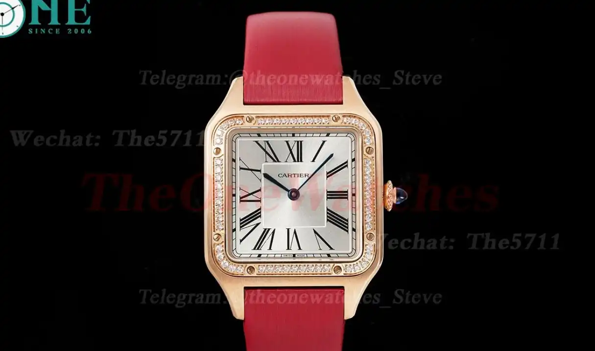 Santos Dumont Red Dia RG SA Silver Dial AF Quartz