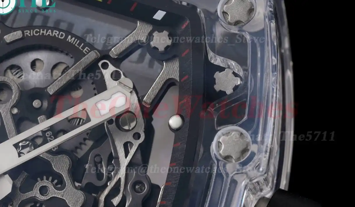 RM35-01 Transparent Skeleton dail with Black Rubber strap RMF Clone RMUL2