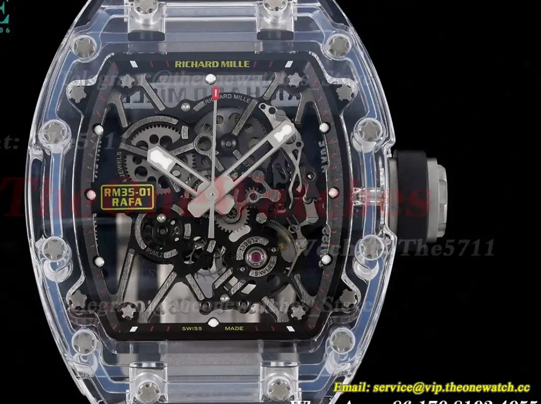 RM35-01 Transparent Skeleton dail with Black Rubber strap RMF Clone RMUL2