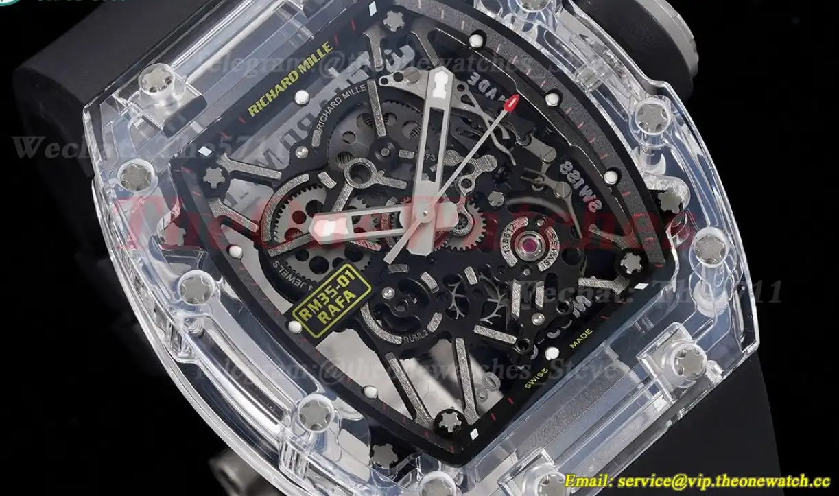 RM35-01 Transparent Skeleton dail with Black Rubber strap RMF Clone RMUL2