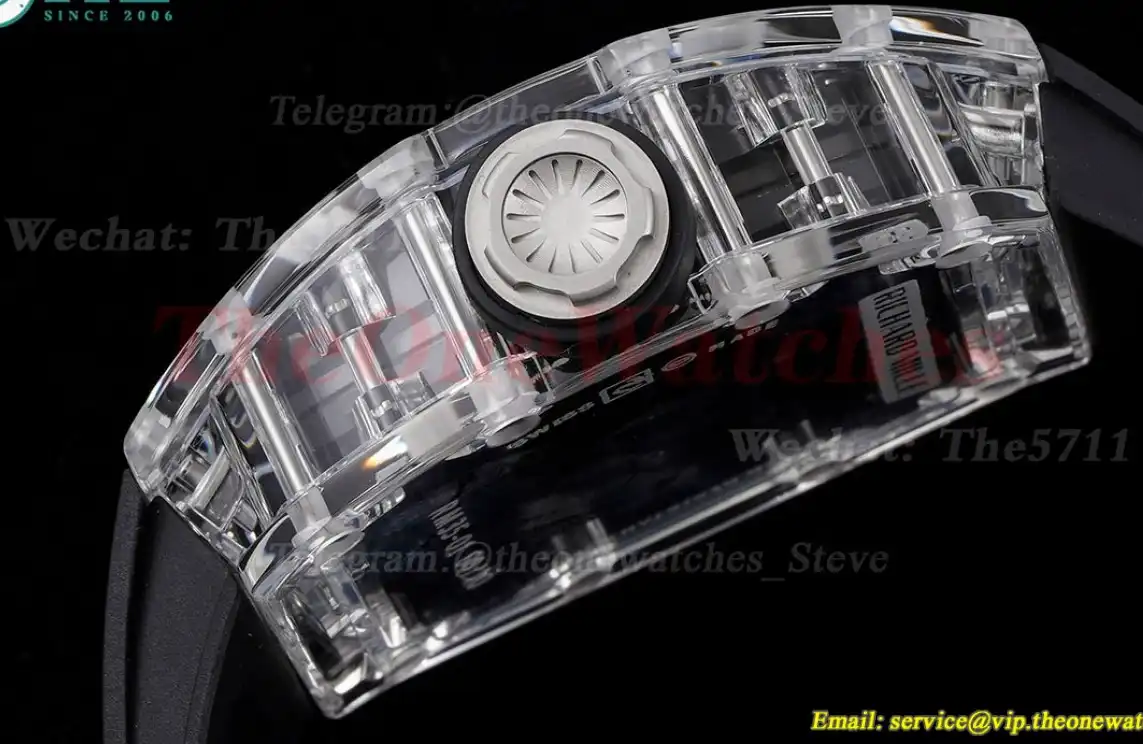 RM35-01 Transparent Skeleton dail with Black Rubber strap RMF Clone RMUL2