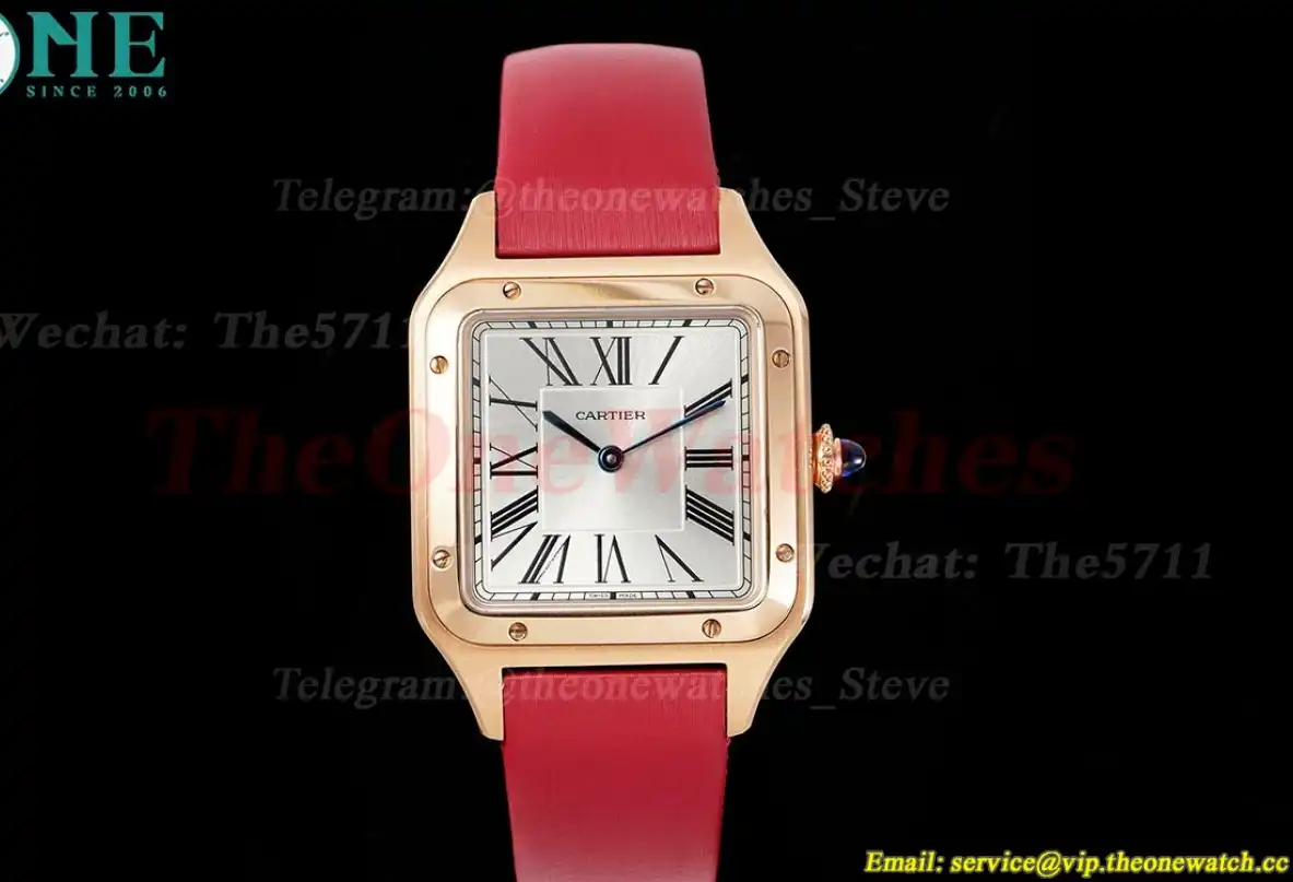 Santos Dumont Red RG SA Silver Dial AF Quartz