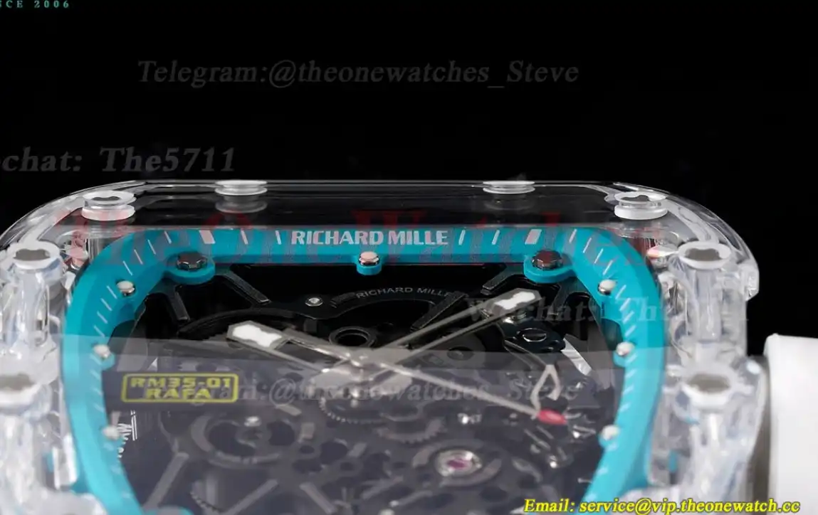 RM35-01 Transparent Skeleton dail with White Rubber strap RMF Clone RMUL2