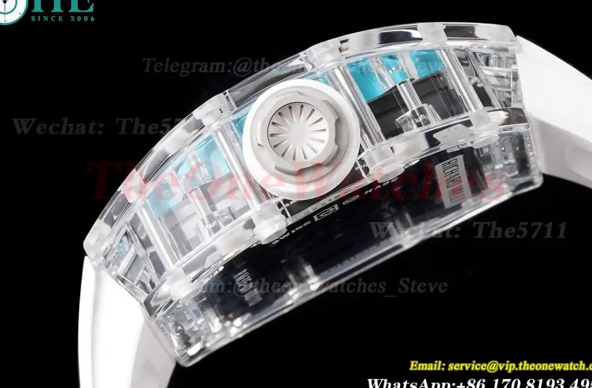 RM35-01 Transparent Skeleton dail with White Rubber strap RMF Clone RMUL2