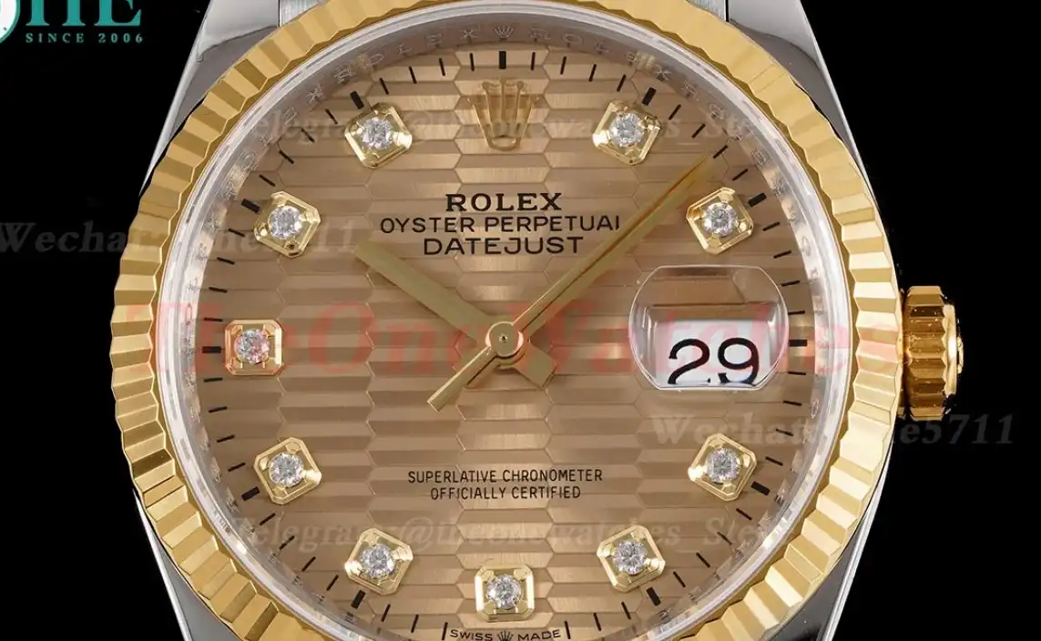 Datejust 126233 36mm Jub YG SS Textured Gold Dia VSF VS3235