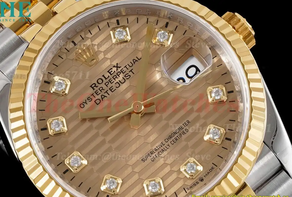 Datejust 126233 36mm Jub YG SS Textured Gold Dia VSF VS3235