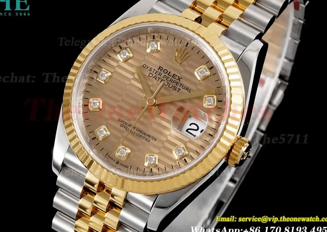 Datejust 126233 36mm Jub YG SS Textured Gold Dia VSF VS3235