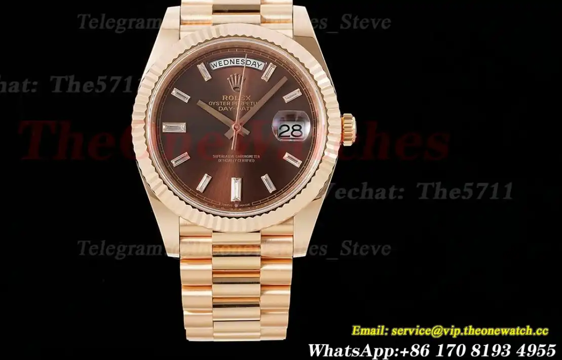 DayDate 228235 40mm Pres RG RG Brown Dia ARF VR3255