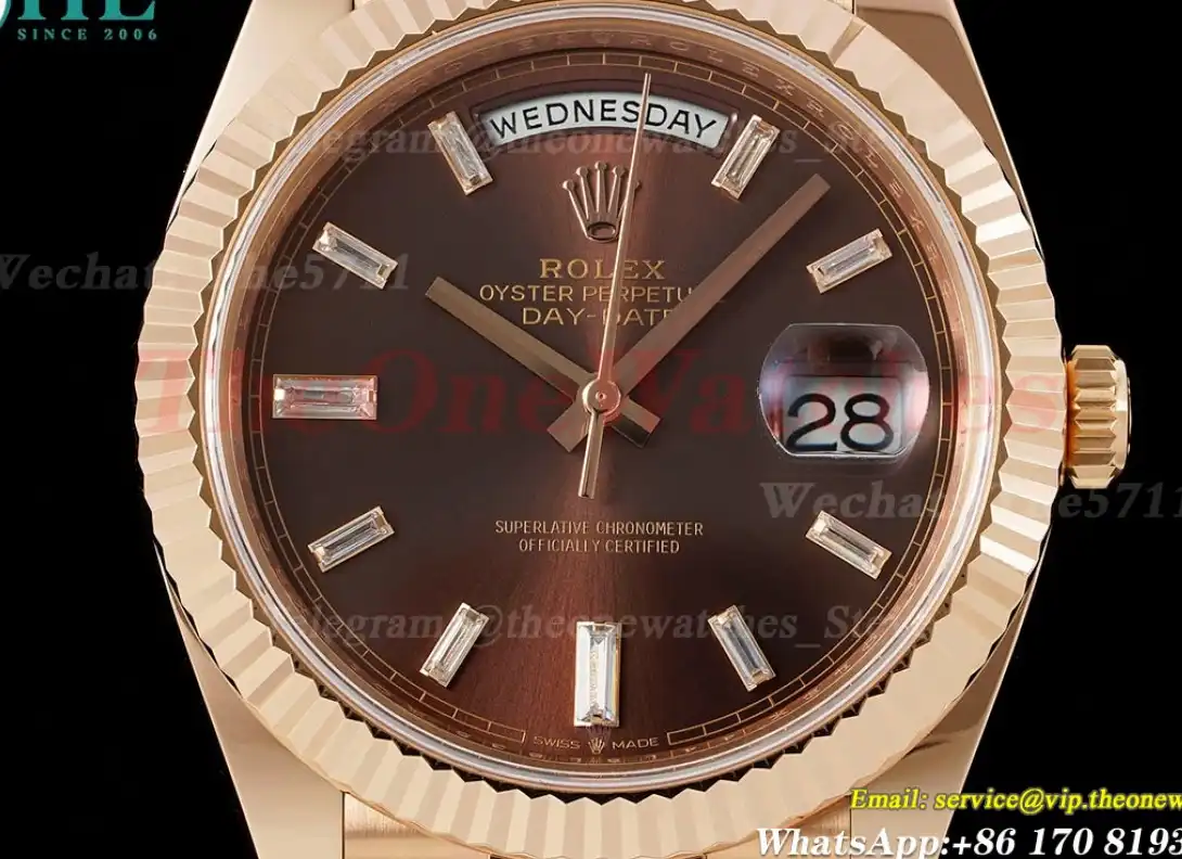 DayDate 228235 40mm Pres RG RG Brown Dia ARF VR3255