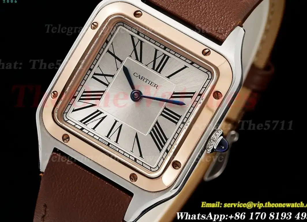 Santos Dumont Brown RG LE Silver Dial AF Quartz