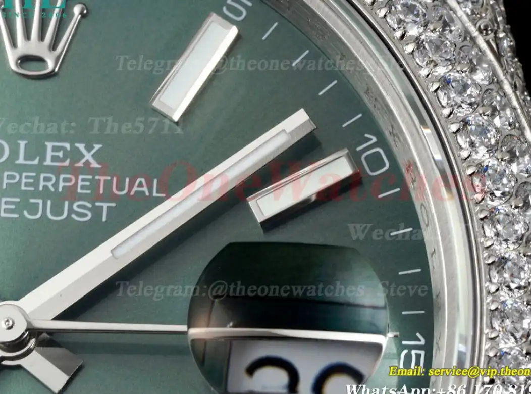 Datejust 41mm Full Diamonds 904L SS SS Green Stk GMF A2824