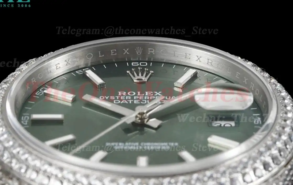 Datejust 41mm Full Diamonds 904L SS SS Green Stk GMF A2824