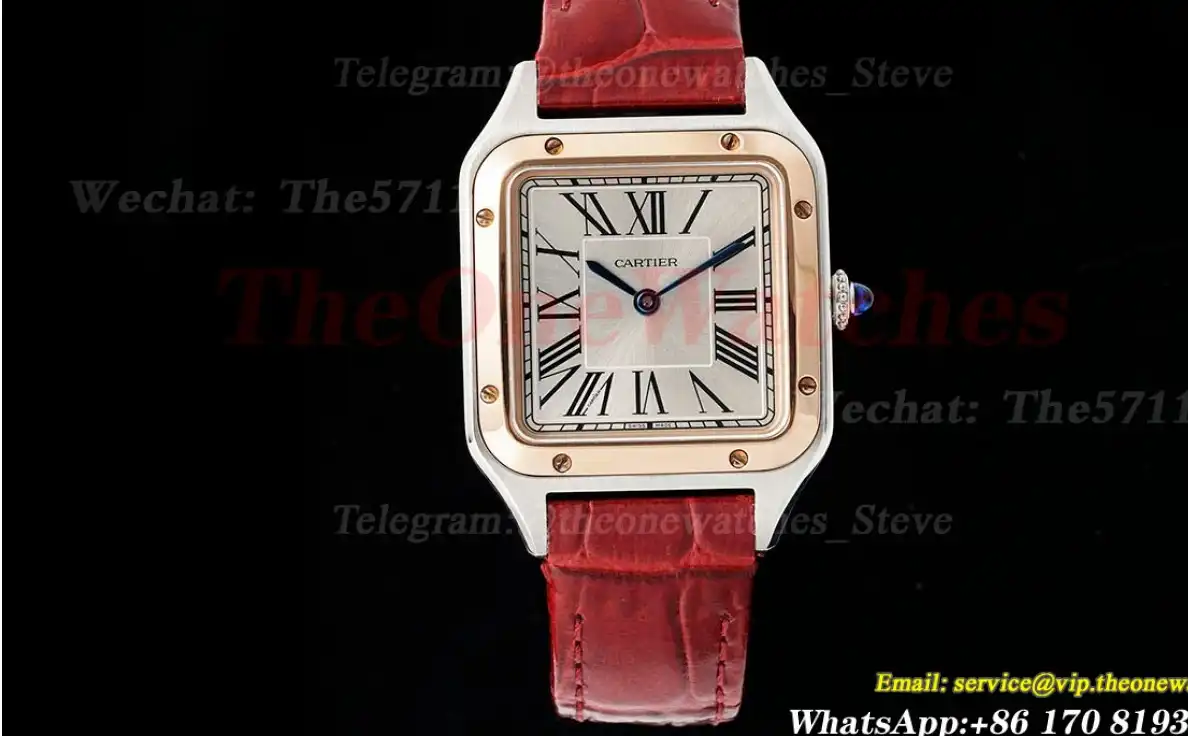 Santos Dumont Wine Red RG LE Silver Dial AF Quartz