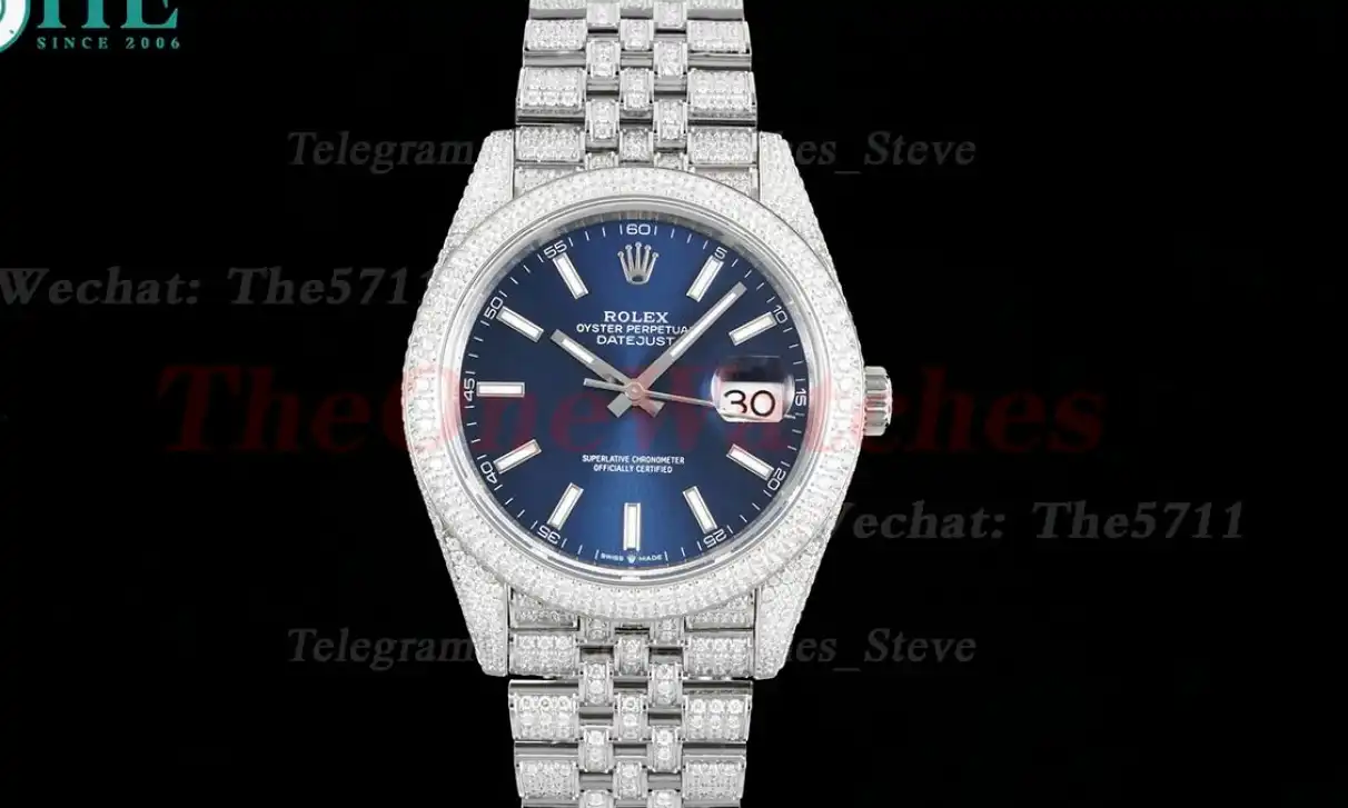 Datejust 41mm Full Diamonds 904L SS SS Blue Stk GMF A2824