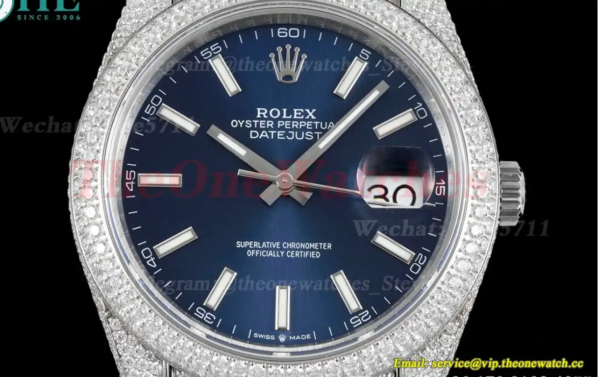 Datejust 41mm Full Diamonds 904L SS SS Blue Stk GMF A2824