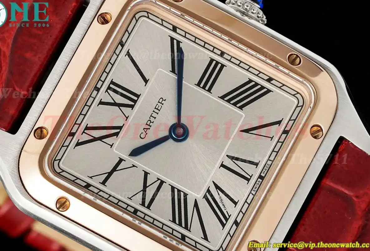 Santos Dumont Wine Red RG LE Silver Dial AF Quartz